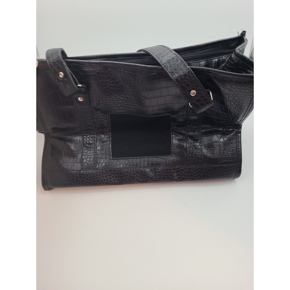 Bow-Wow Stylish Pet Carrier Is Designed for Small Pets. Faux Croc Leather Black